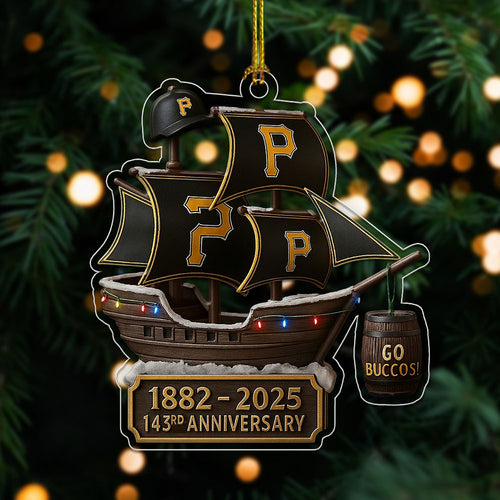 Pittsburgh Pirates 143th Anniversary Custom Shape Clear 1-side Printed Acrylic Ornament – TMTHU994