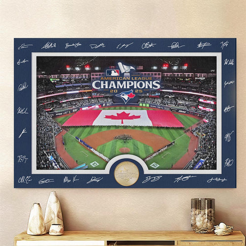 Toronto Blue Jays 2025 American League Champions Rectangle Canvas With Inner Frame – HOATT14476