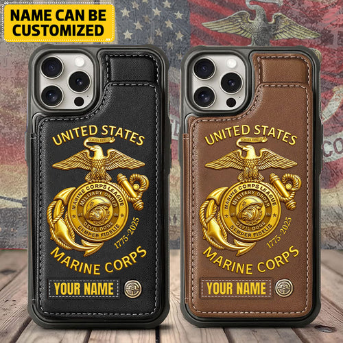 Personalized US Marine Corps Leather Wallet Phone Case – TMTHU323
