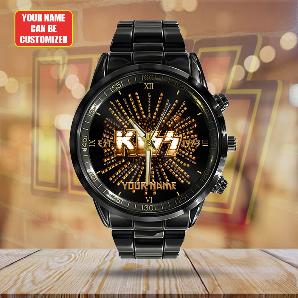 Personalized KISS Black Stainless Steel Watch – HUANNM 4879
