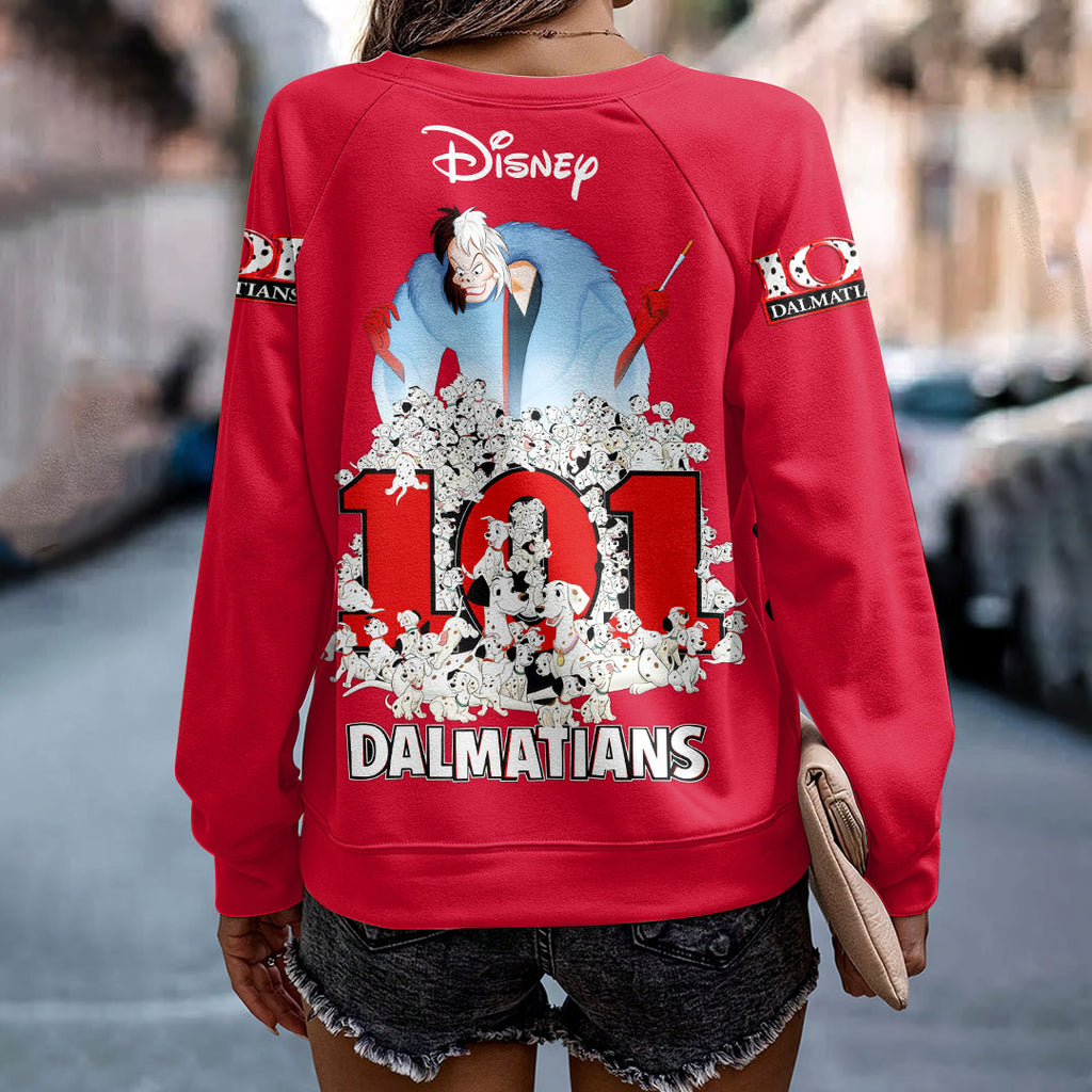 101 Dalmatians 65th Anniversary Round Neck Raglan Sleeve Sweatshirt – HOATT15548