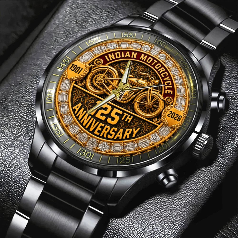 Indian Motorcycle 125th Anniversary Black Stainless Steel Watch – TMTHU9230