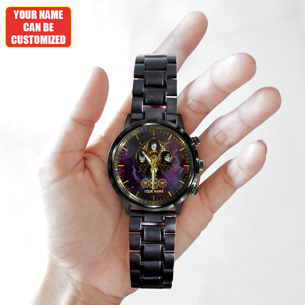 Personalized KISS Black Stainless Steel Watch – HUANNM 4877