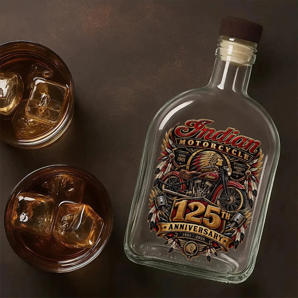 Indian Motorcycle 125th Anniversary 25oz Empty Whiskey Bottle – TMTHU10247