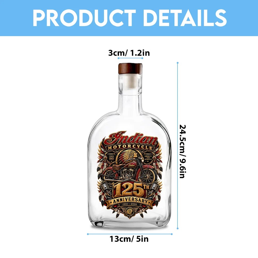 Indian Motorcycle 125th Anniversary 25oz Empty Whiskey Bottle – TMTHU10247