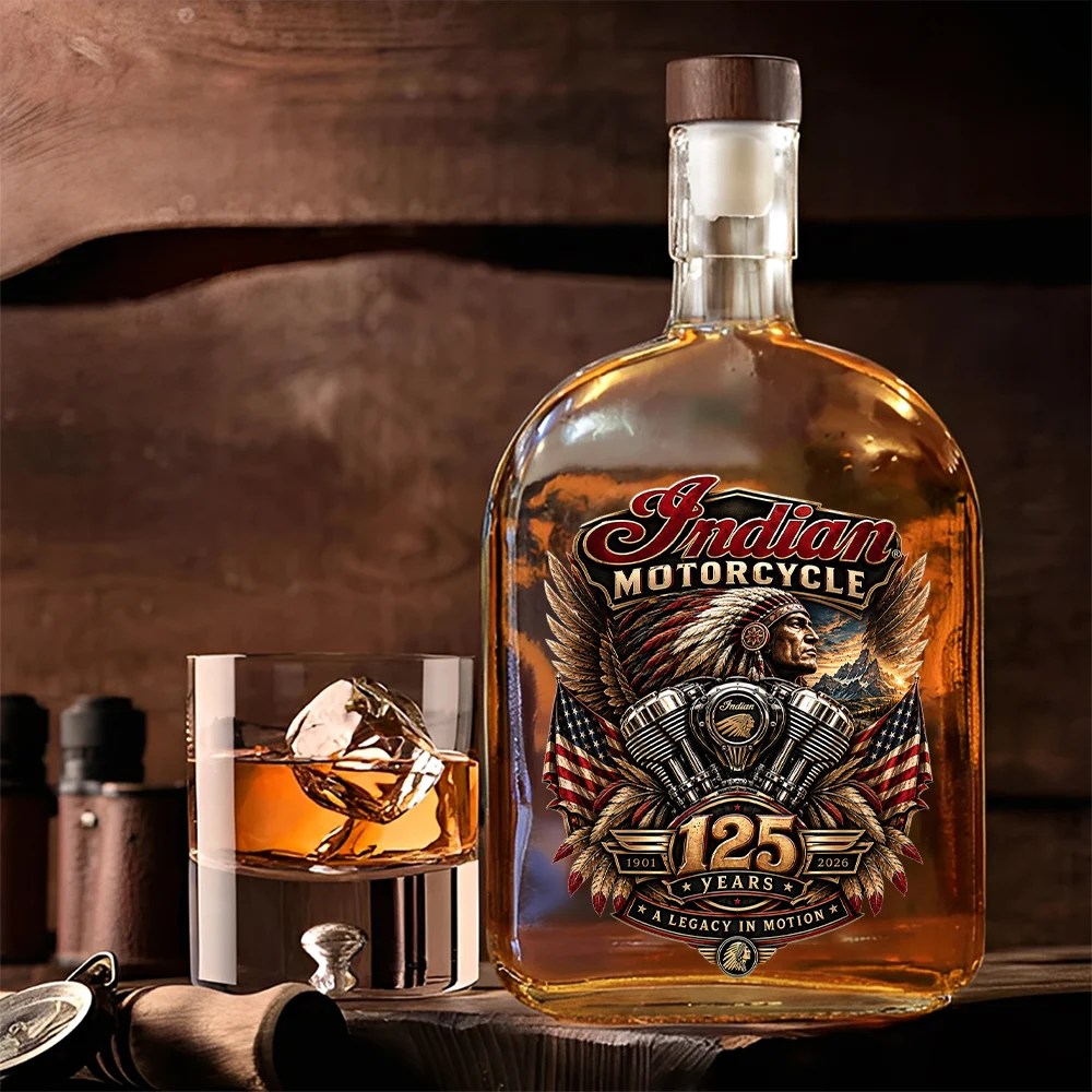 Indian Motorcycle 125th Anniversary 25oz Empty Whiskey Bottle – TMTHU10250