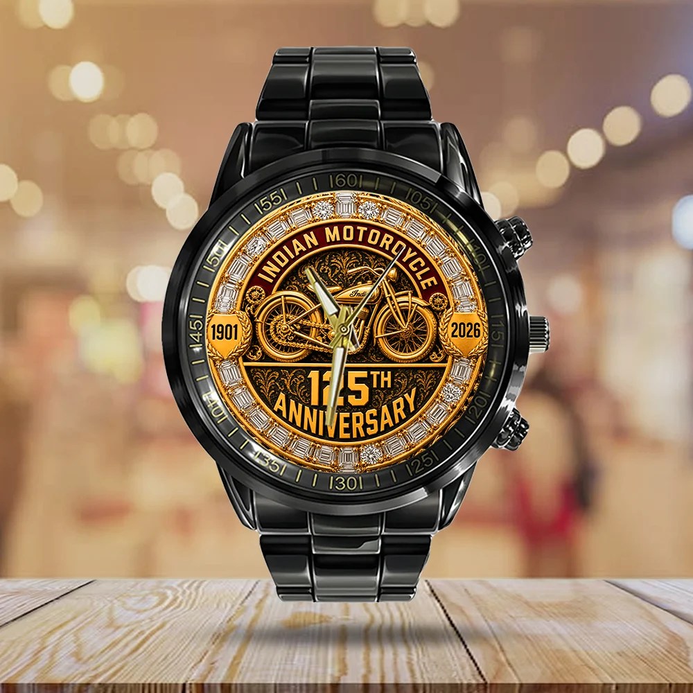 Indian Motorcycle 125th Anniversary Black Stainless Steel Watch – TMTHU9230