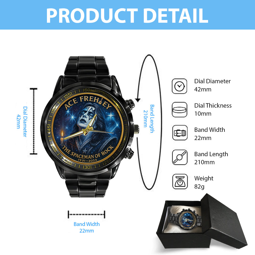 KISS x Ace Frehley Black Stainless Steel Watch – MAITM13472