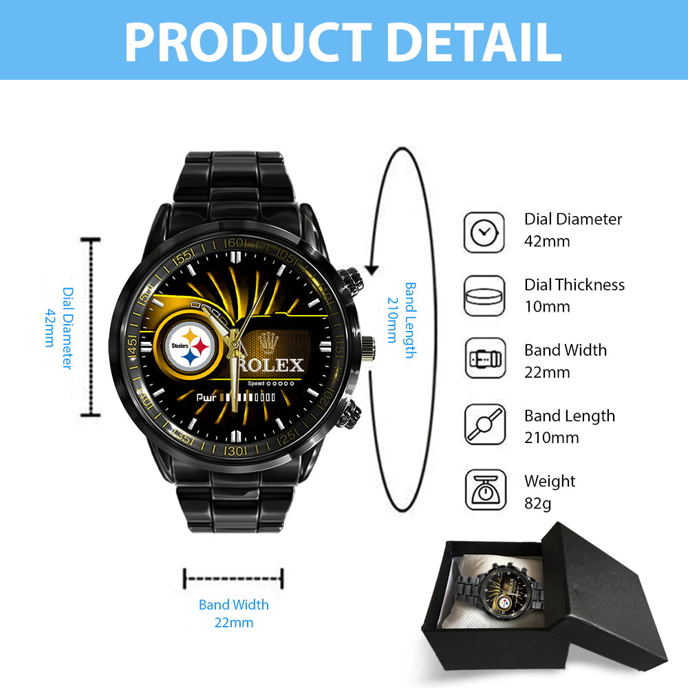Pittsburgh Steelers x Rolex Black Stainless Steel Watch – MAITM8510