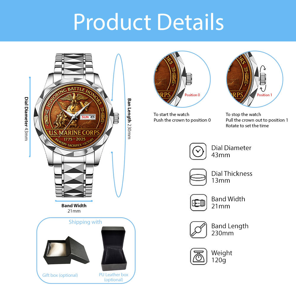 US Marine Corps Alloy Luxury Quartz Watch – MAITM 12530