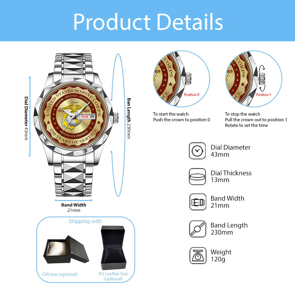 US Marine Corps Alloy Luxury Quartz Watch – MAITM12591