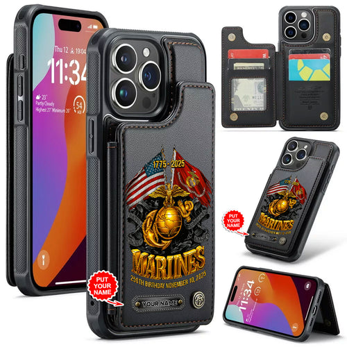 Personalized US Marine Corps Leather Wallet Phone Case – MAITM12502