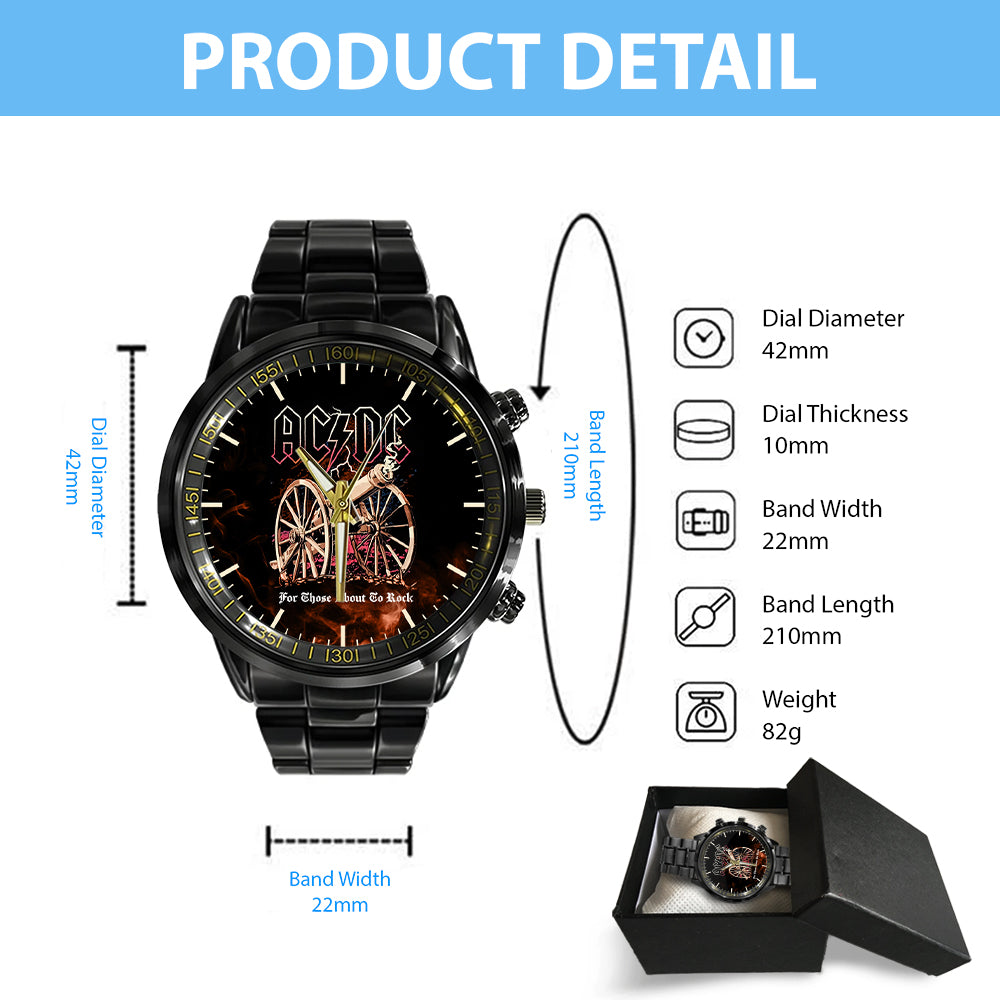 AC/DC Black Stainless Steel Watch – HUANNM 5300