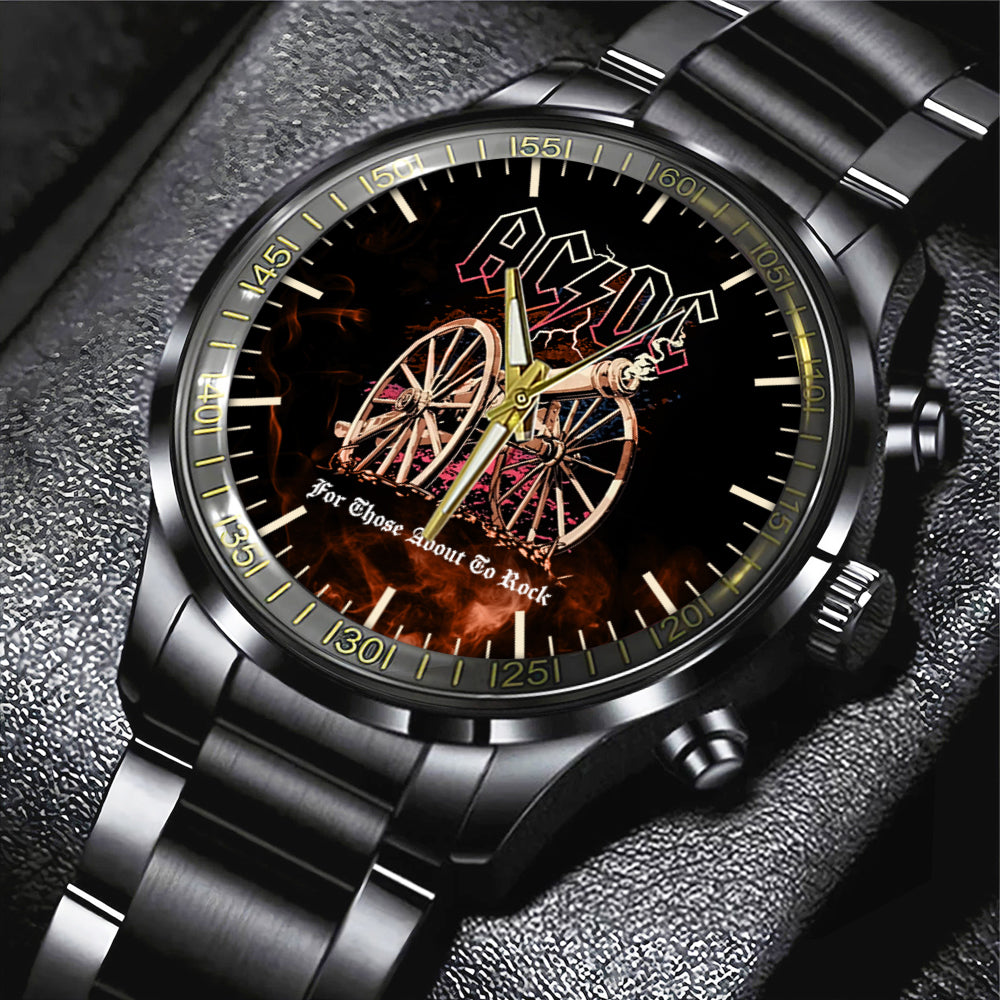 AC/DC Black Stainless Steel Watch – HUANNM 5300