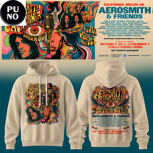 Aerosmith California Dream On 2026 Beige Hoodie T-Shirt