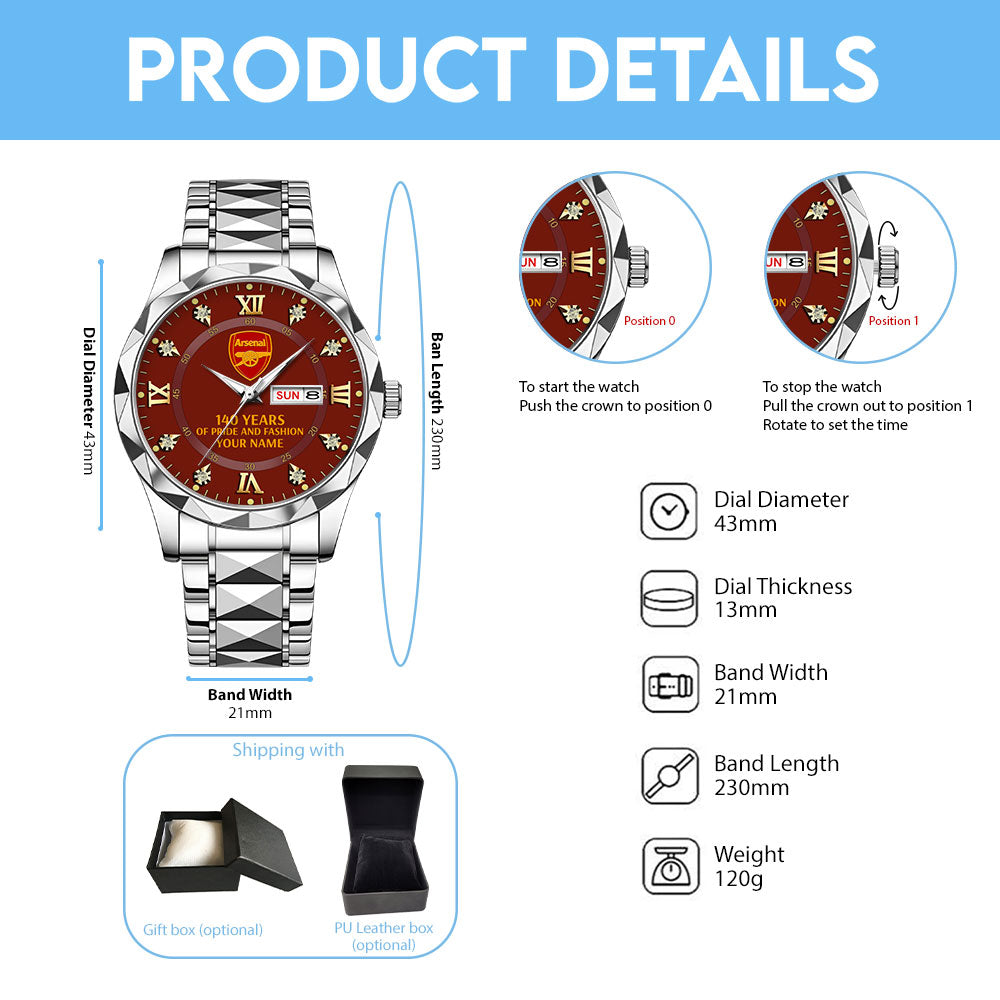 Personalized Arsenal FC 140 Years Alloy Luxury Quartz Watch – MAITM14046