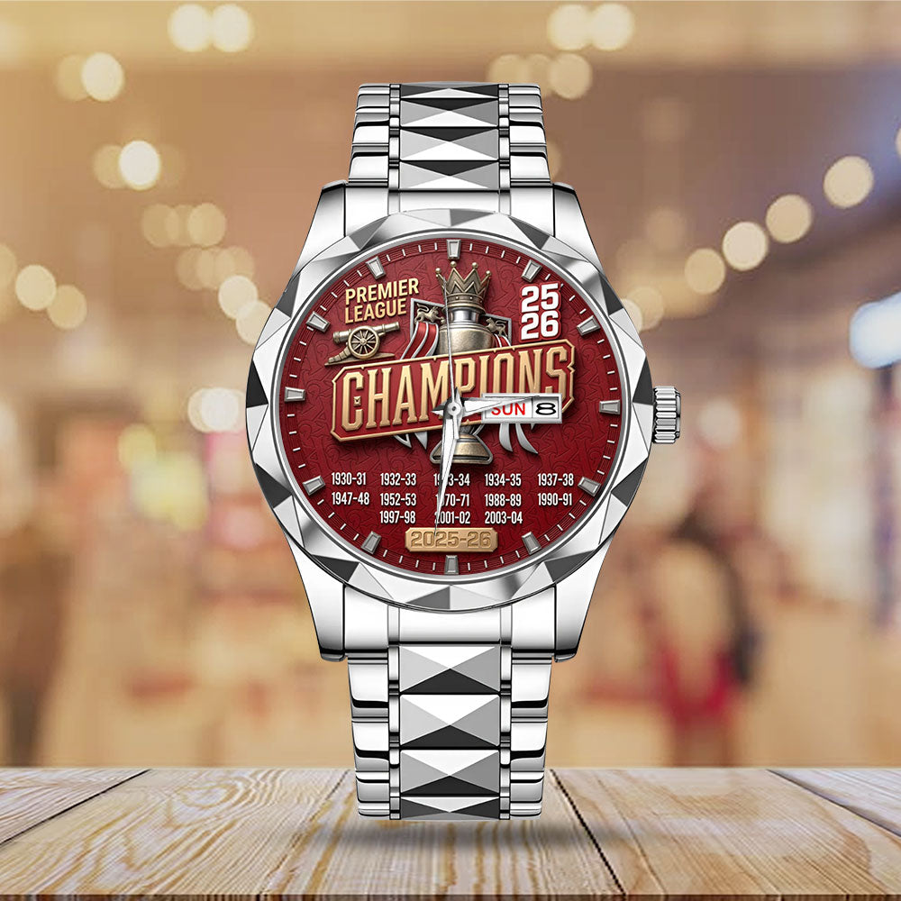 Arsenal FC Premier League Champions 25/26 Alloy Luxury Quartz Watch – TMTHU6337