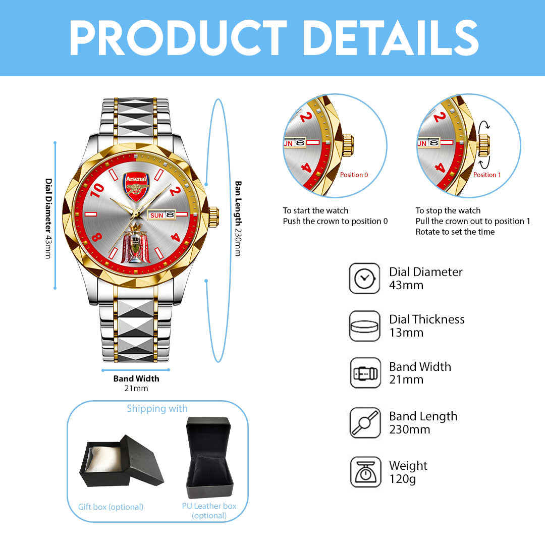 Arsenal FC Premier League Champions 25/26 Alloy Luxury Quartz Watch – HOATT18598