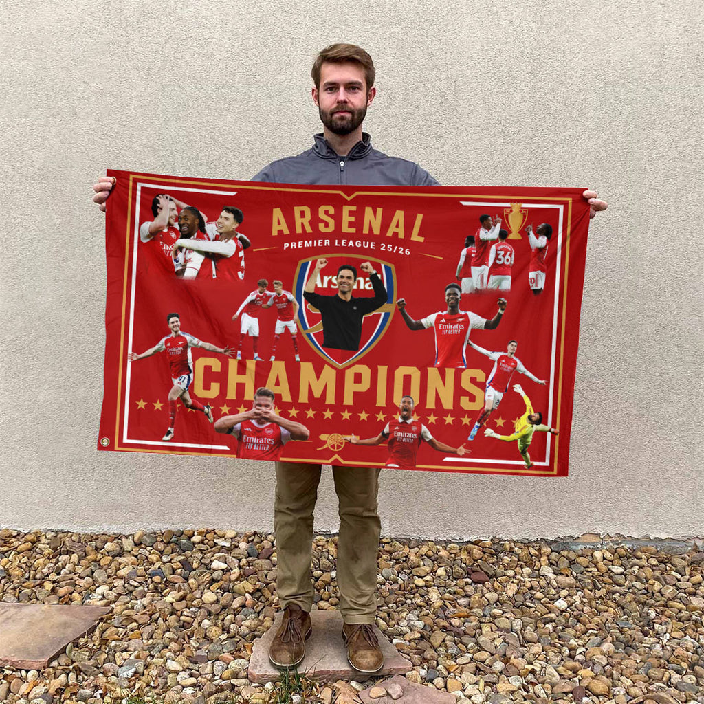 Arsenal FC Premier League Champions 25/26 3D Double-side House Flag – HOATT18305