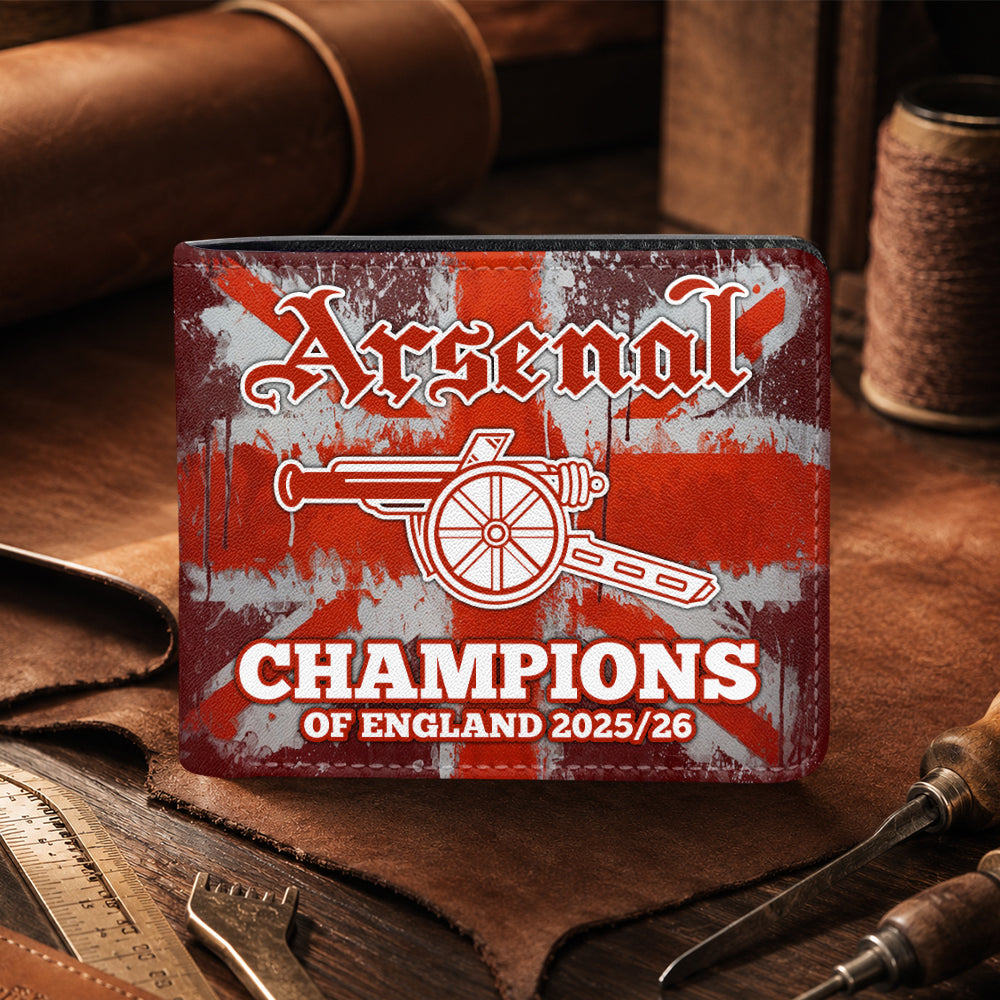 Arsenal FC Premier League Champions 25/26 3D Leather Men Wallet – GNE6634