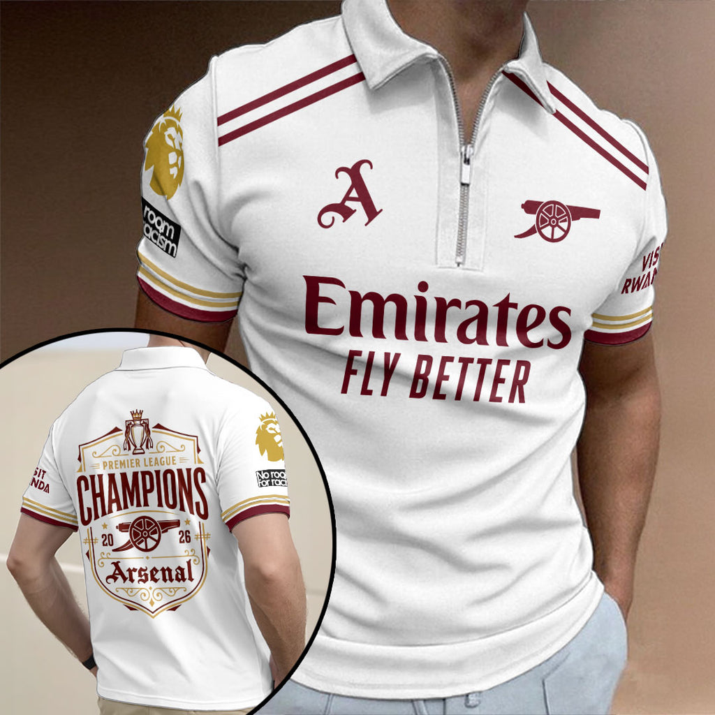 Arsenal FC Premier League Champions 25/26 Zip Polo Shirt – HOATT18783