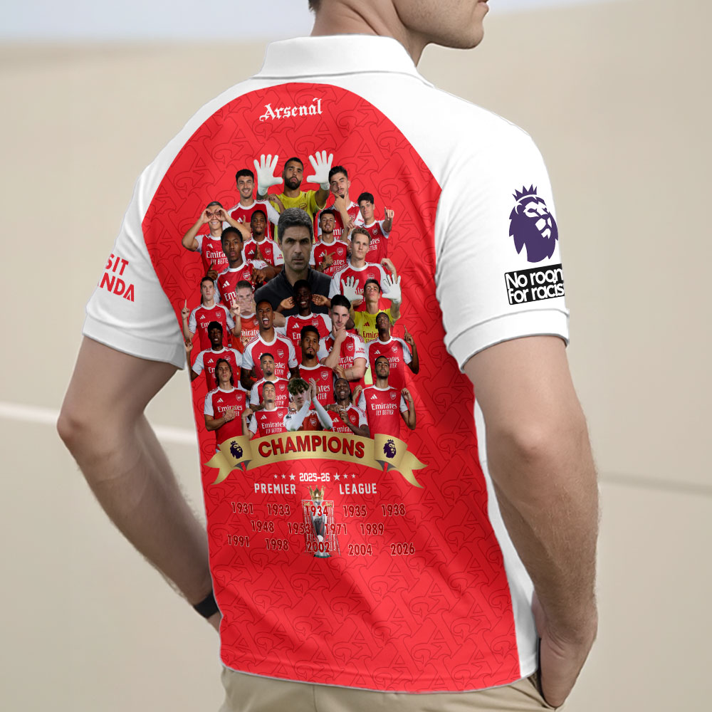 Arsenal FC Premier League Champions 25/26 Zip Polo Shirt – TMTHU6443
