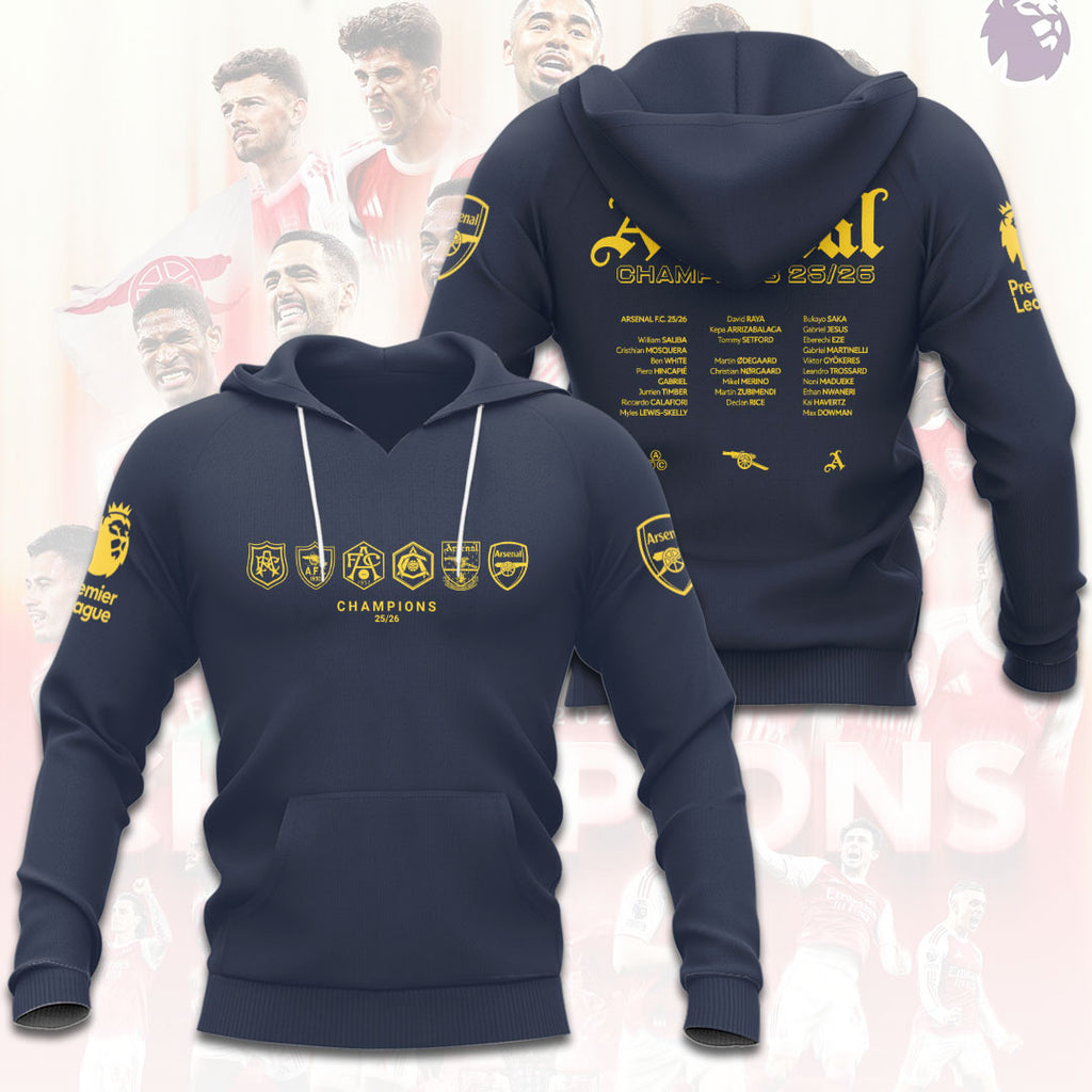 Arsenal FC Premier League Champions 25/26 3D Apparel – HOATT18072