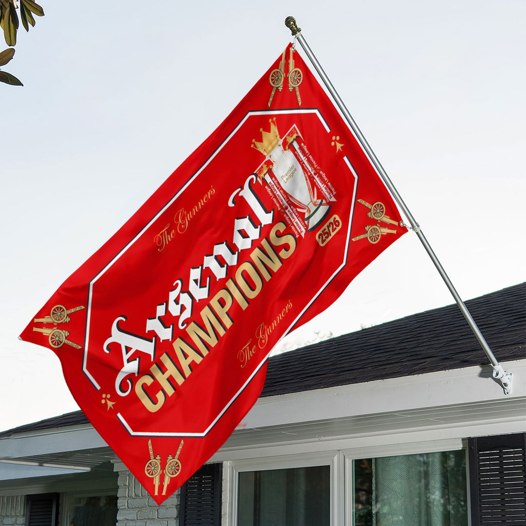 Arsenal FC Premier League Champions 25/26 3D Double-side House Flag – TANTN23014