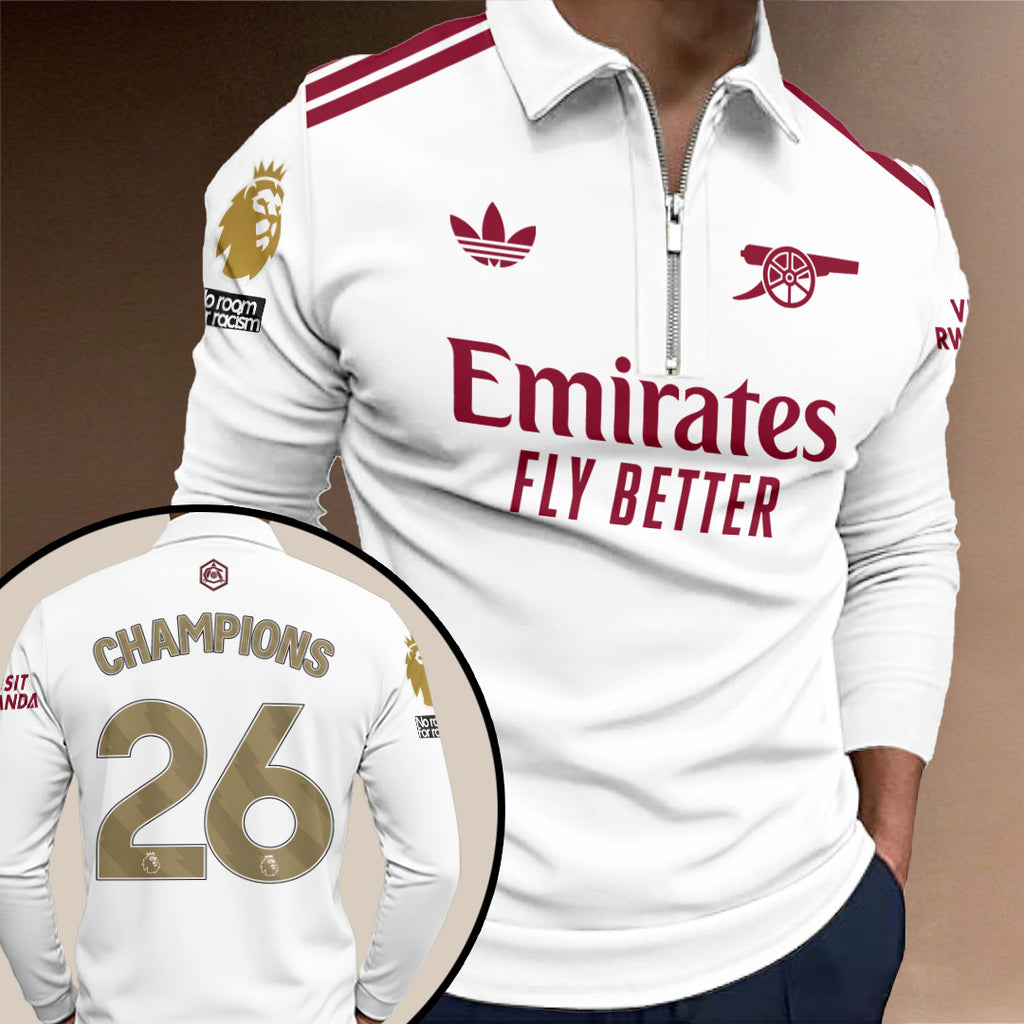 Arsenal FC Premier League Champions 25/26 Zip Polo Shirt – TANTN23366