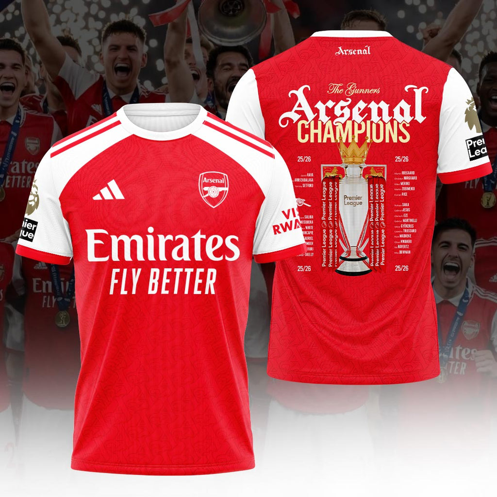 Arsenal FC Premier League Champions 25/26 3D Apparel – HOATT18074