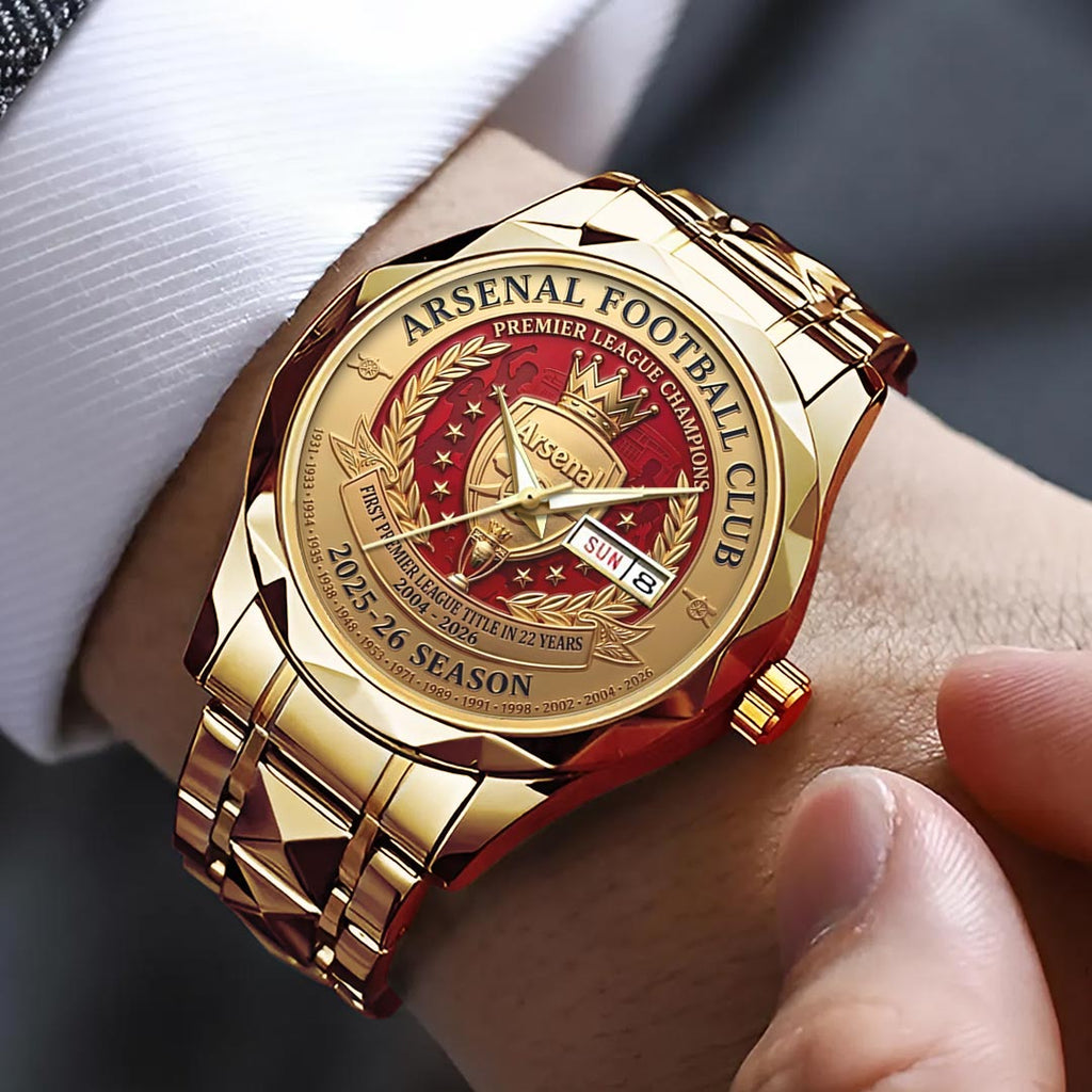 Arsenal FC Premier League Champions 25/26 Alloy Luxury Quartz Watch – HOATT18143