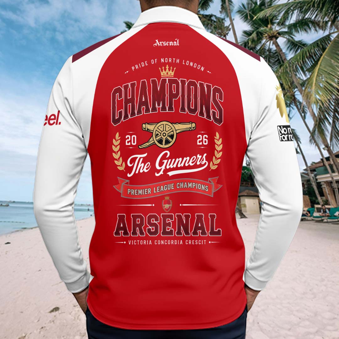 Arsenal FC Premier League Champions 25/26 Zip Polo Shirt – HOATT20006
