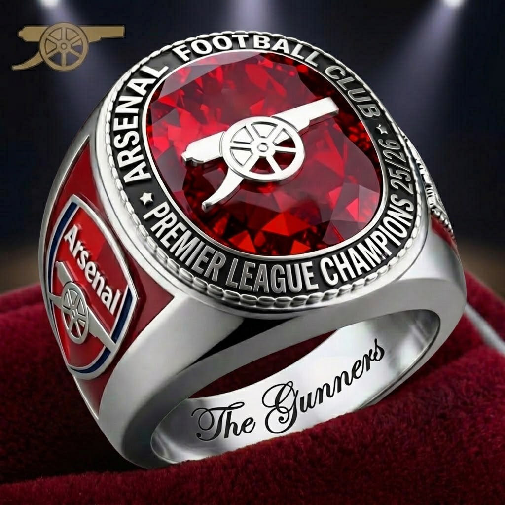 Arsenal FC Premier League Champions 25/26 3D Engraved Ring – TANTN23042