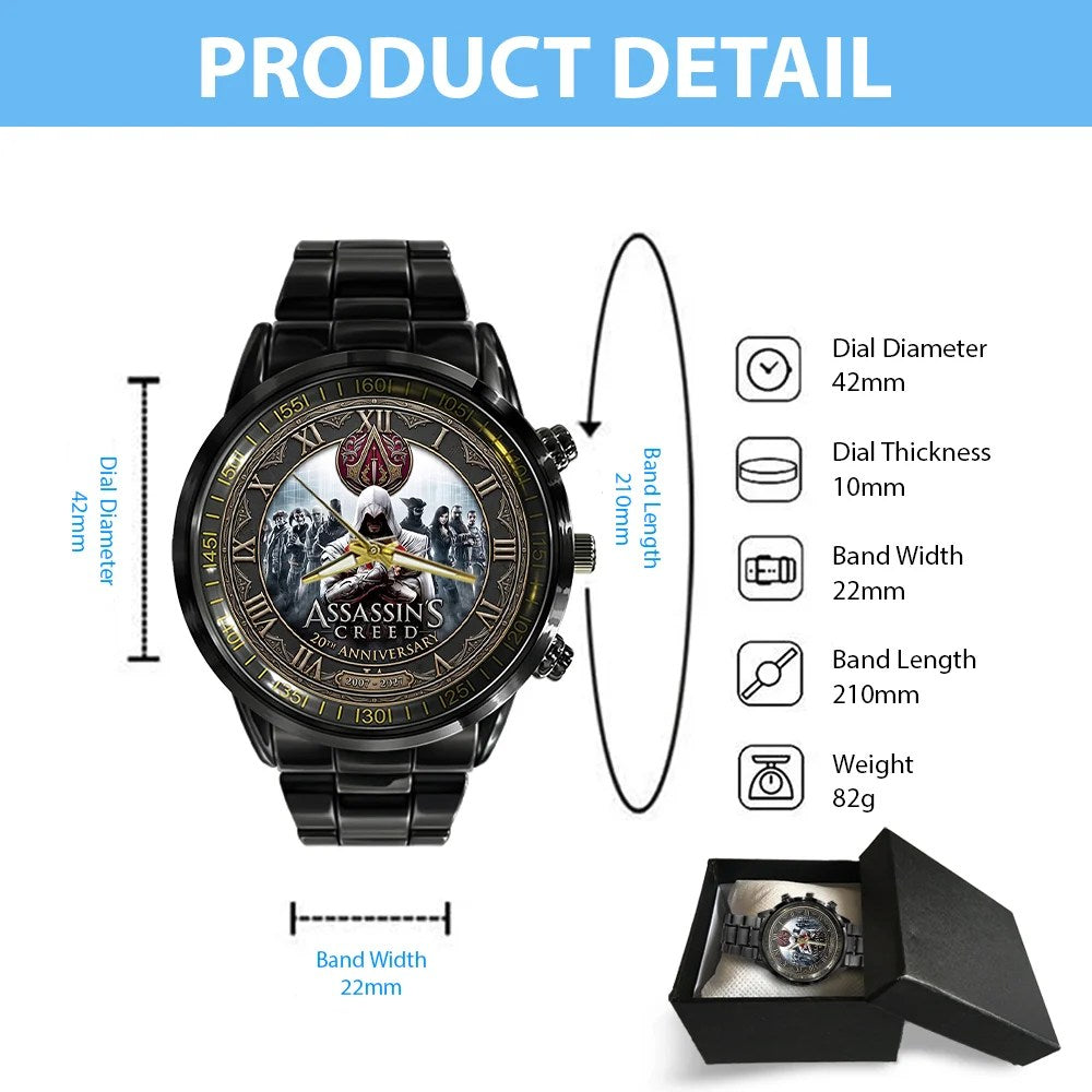 Assassin's Creed 20th Anniversary Black Stainless Steel Watch – TMTHU10062