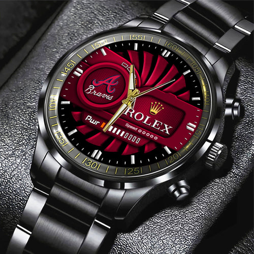 Atlanta Braves Black Stainless Steel Watch – MAITM13424