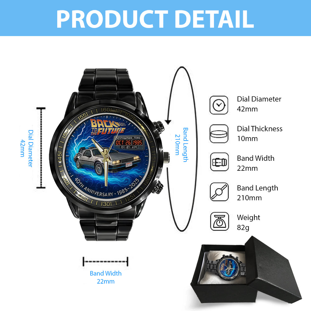 Back to the Future 40th Anniversary 2025 Black Stainless Steel Watch – TANTN18029