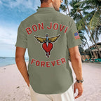 Bon Jovi Forever Short Sleeve Button-Down Shirt – TANTN26306