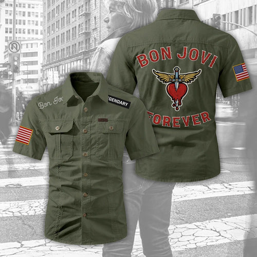 Bon Jovi Forever 2D Short Sleeve Mechanic Shirt – TANTN26307