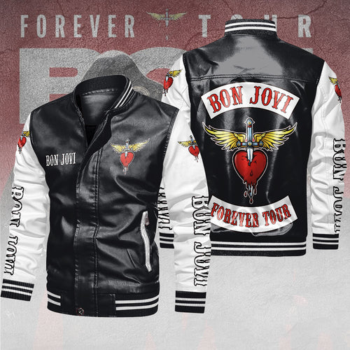 Bon Jovi Leather Bomber Jacket – TANTN18016