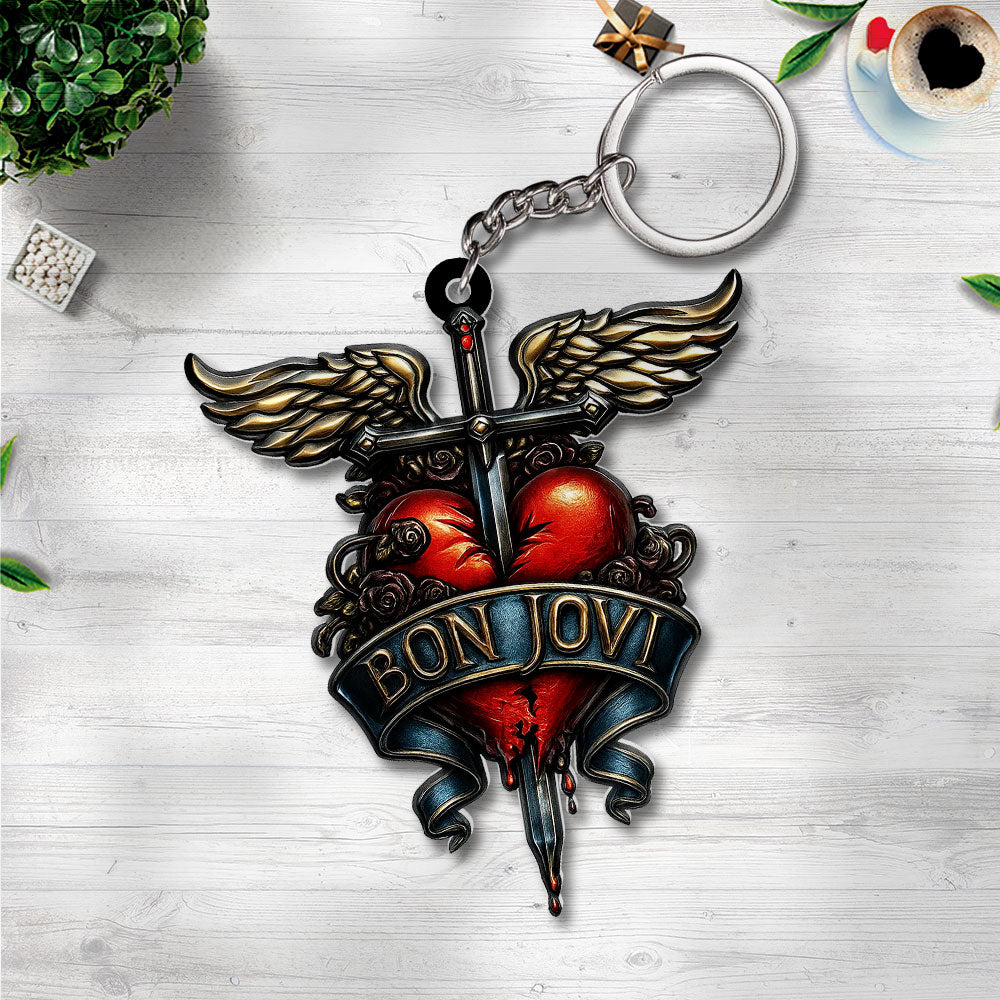Bon Jovi Custom Shape 2-sided Keychain – TMTHU1719