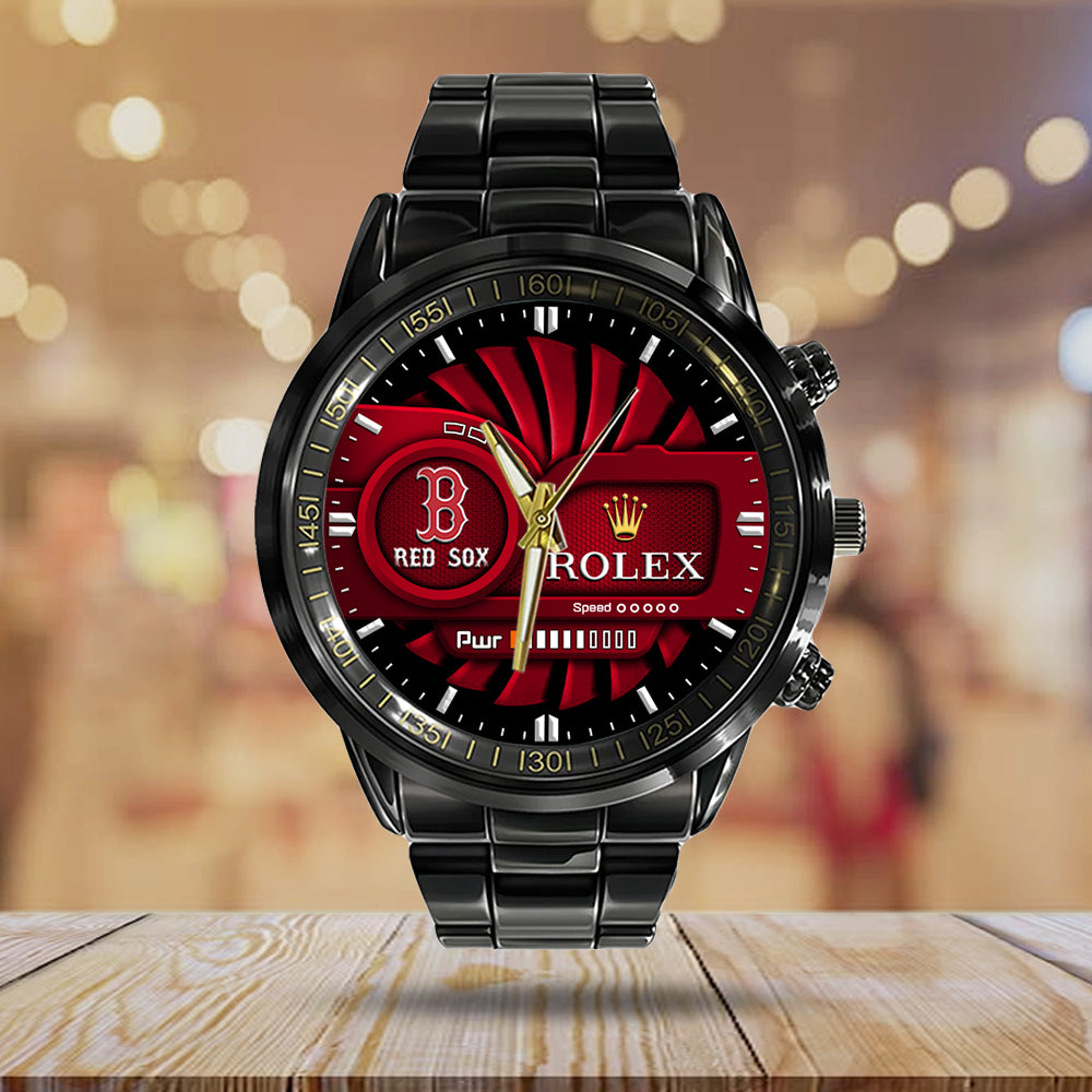 Boston Red Sox Black Stainless Steel Watch – MAITM13426