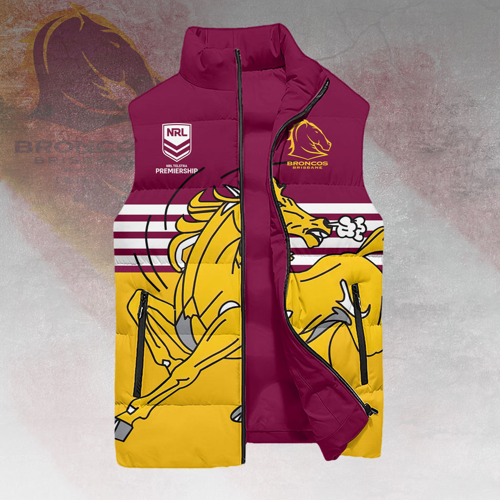 Brisbane Broncos 2025 NRL Premiers 3D Sleeveless Down Jacket – HOATT14055