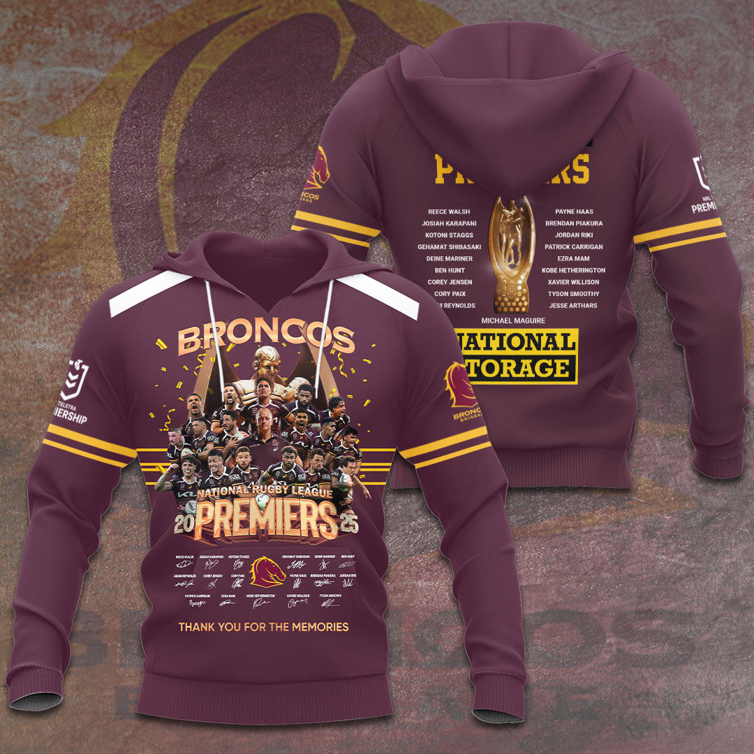 Brisbane Broncos 2025 NRL Premiers 3D Apparel – HOATT14373