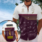 Brisbane Broncos 2025 NRL Premiers Short Sleeve Button-Down Shirt – HOATT13865