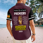 Brisbane Broncos 2025 NRL Premiers Short Sleeve Button-Down Shirt – HOATT13895