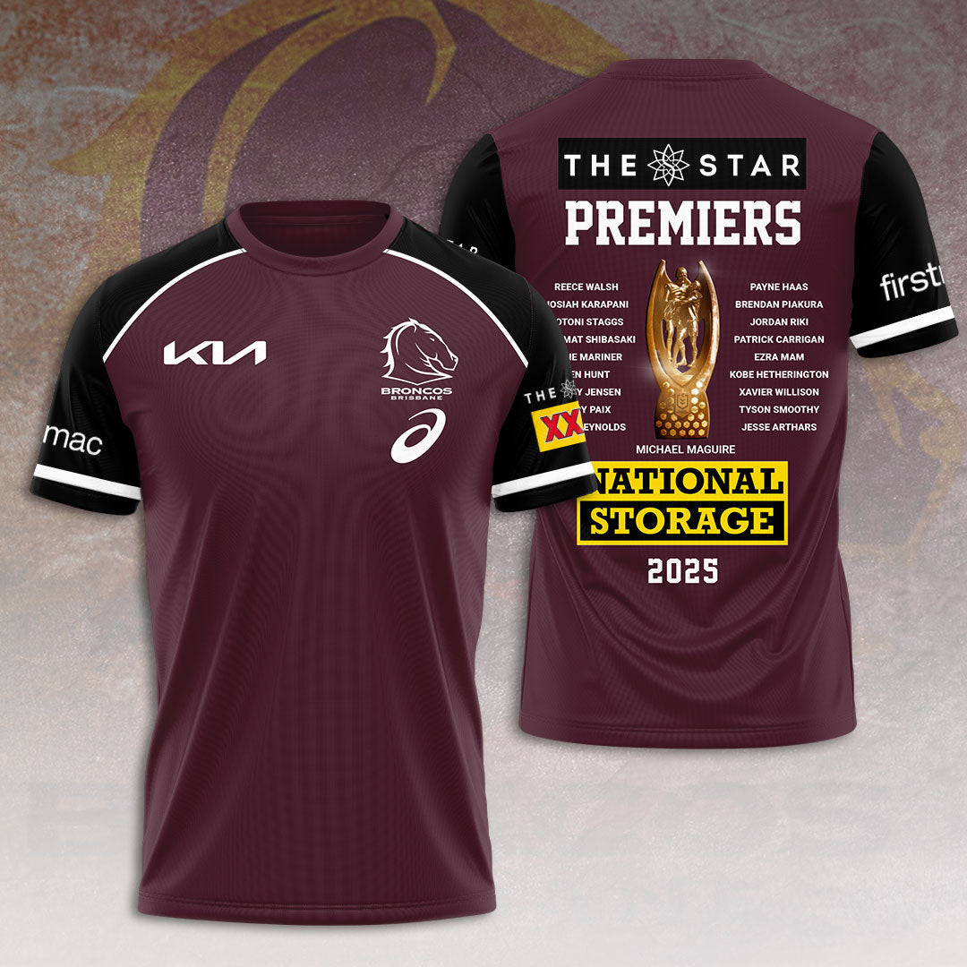 Brisbane Broncos 2025 NRL Premiers 3D Apparel – HOATT13871