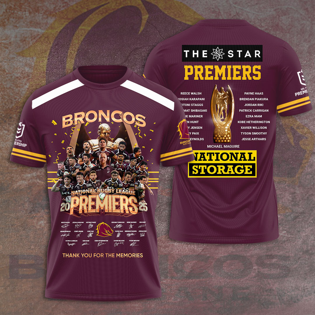 Brisbane Broncos 2025 NRL Premiers 3D Apparel – HOATT14373