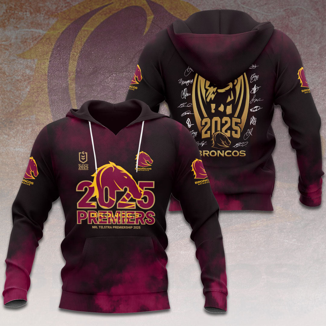 Brisbane Broncos 2025 NRL Premiers 3D Apparel – HOATT13593