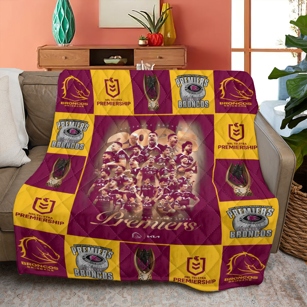 Brisbane Broncos 2025 Premiers Quilt Blanket – MAITM13377