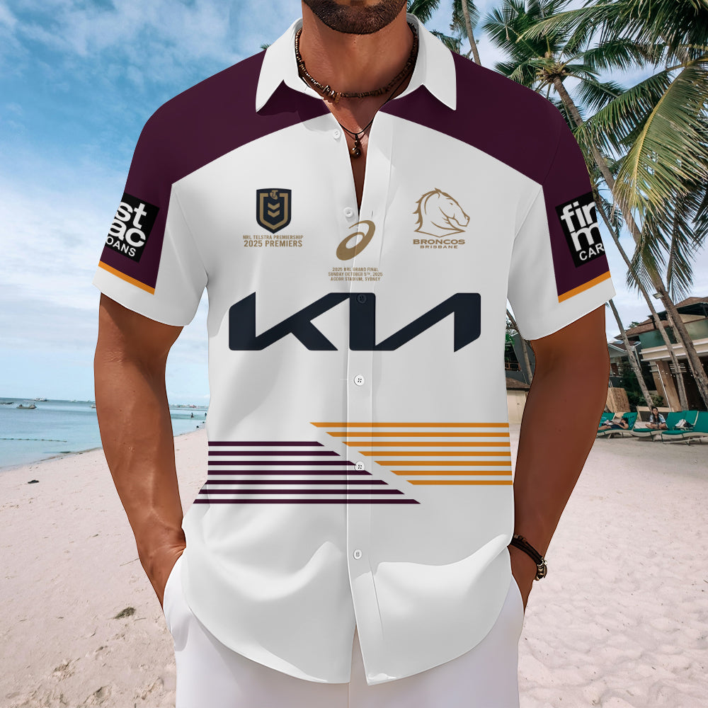 Brisbane Broncos 2025 Premiers Short Sleeve Button-Down Shirt – MAITM13255